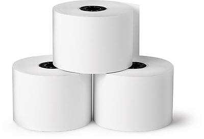 Front. Staples -  Cash Register/POS Rolls, 1 Ply, 1 1/2" x 128', 10/Pack  - White.