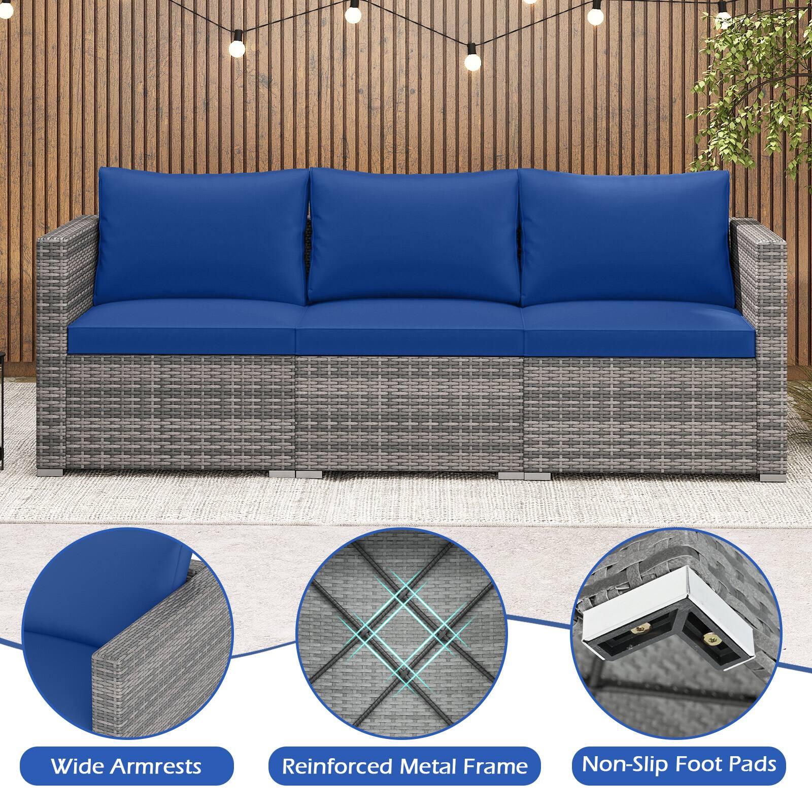 Wide Armrests  
Reinforced Metal Frame  
Non-Slip Foot Pads