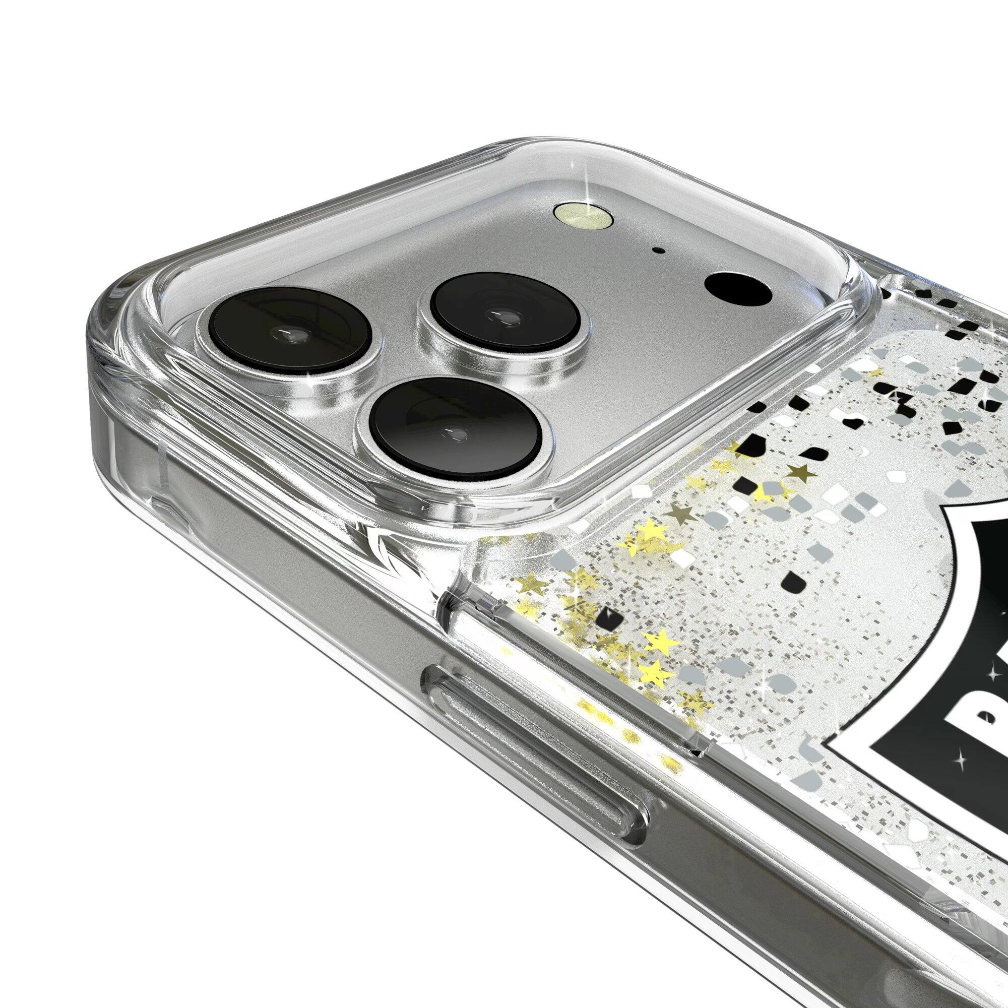 Alt View 2. Keyscaper - Las Vegas Raiders iPhone Glitter Case with Confetti Design - 17 Pro Max - Multicolor.