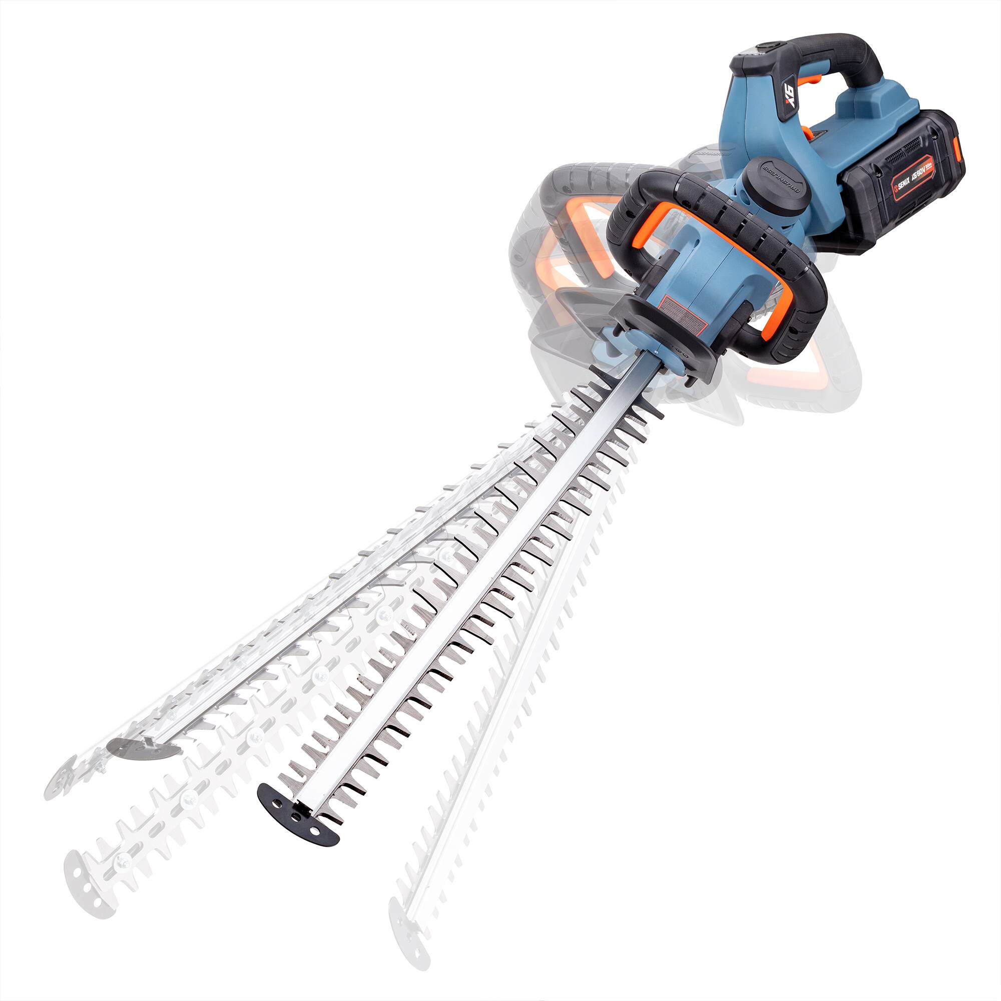 Alt View 7. SENIX - X6 60V Max* 26" Cordless Hedge Trimmer, Brushless (3.0 Ah Battery & Charger Included) - Blue.