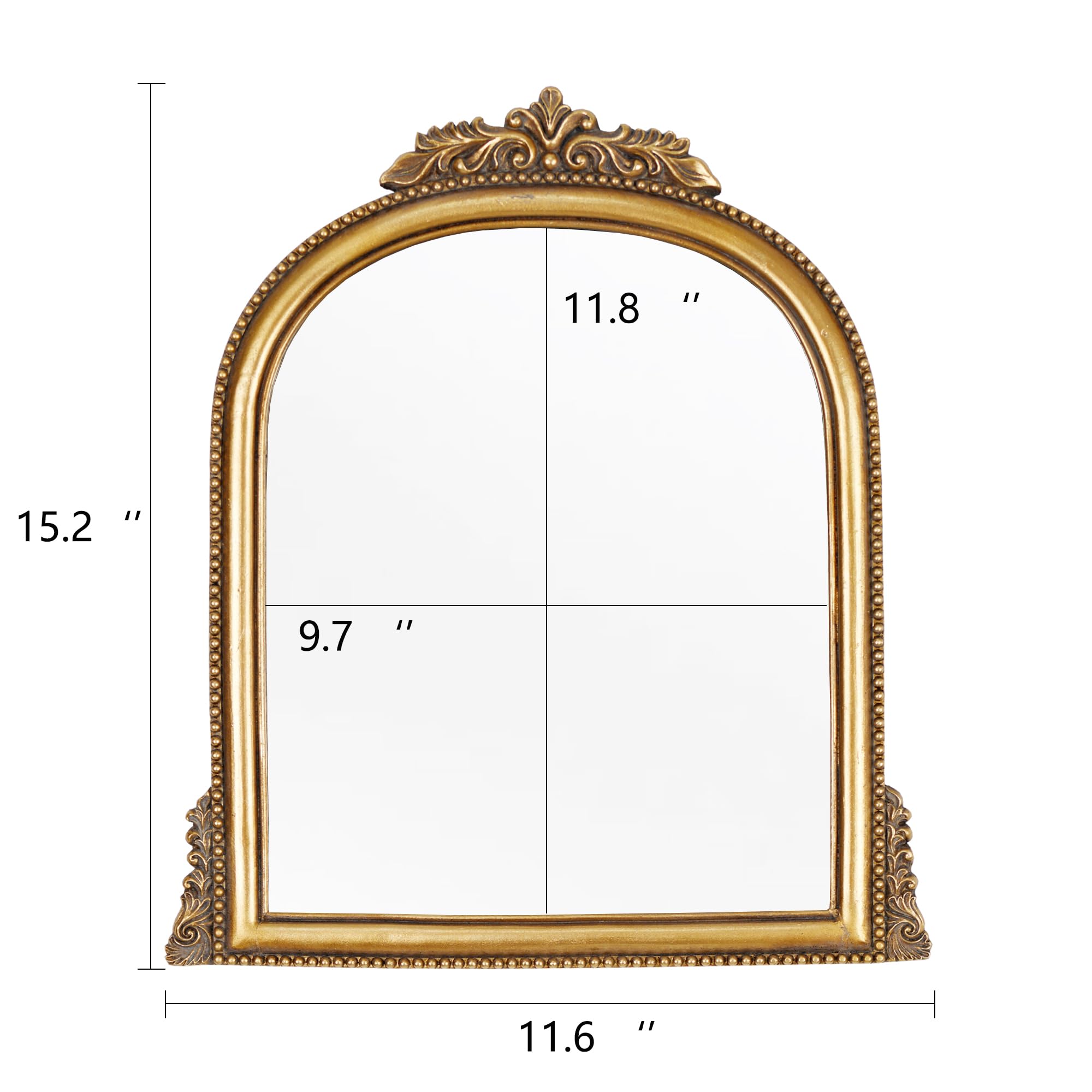 Comfort Essence Ornate Baroque Mirror Hanging Arched Frame Size 15 2x11 ...