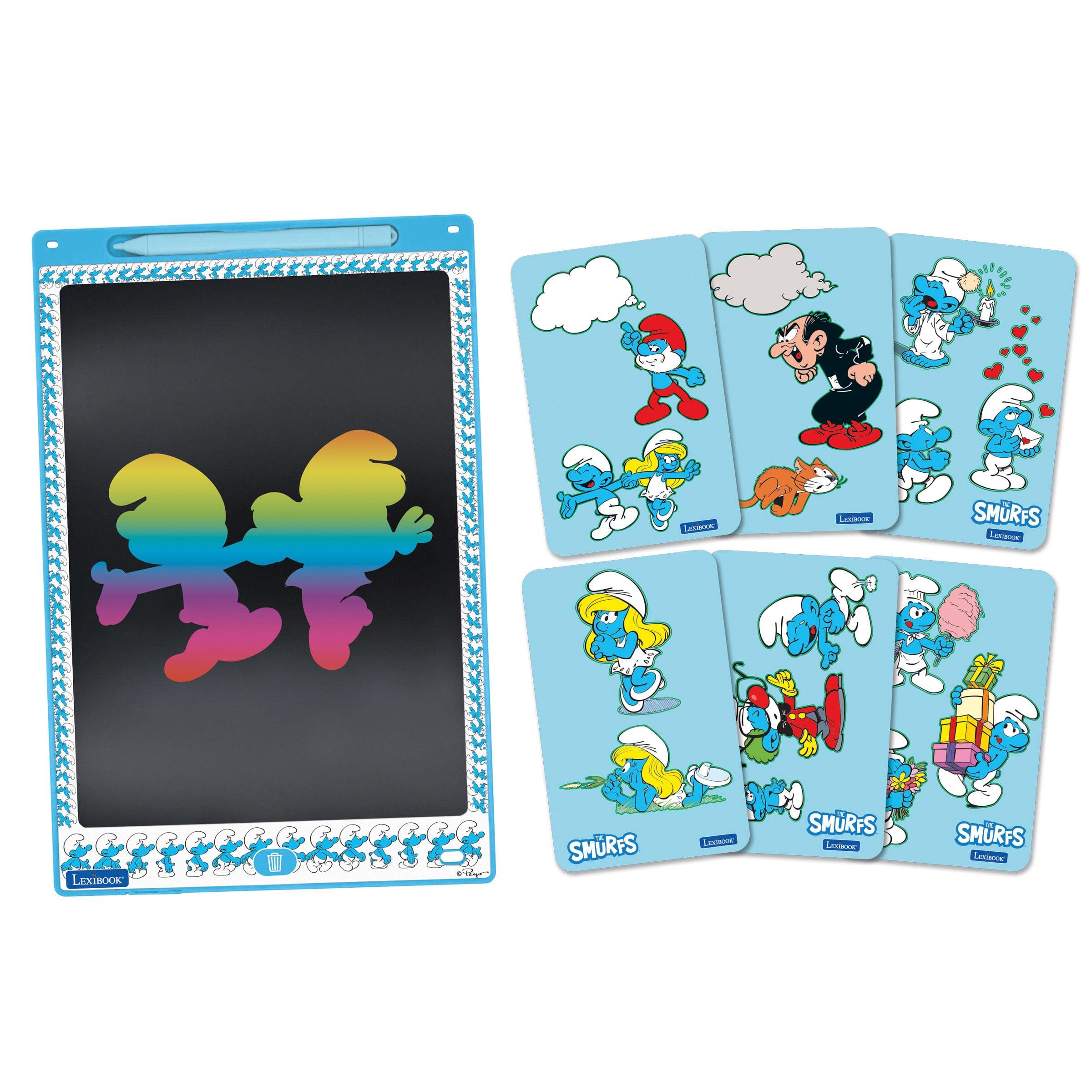Lexibook - Smurfs 11’’ Multicolor Learning Drawing E-ink Tablet with Stencils