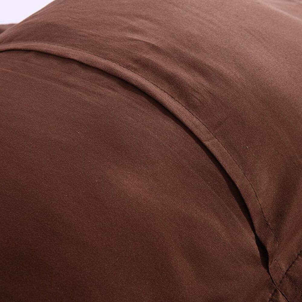 Left. MarCielo - 2-Pack Embroidered Solid Color Pillow Shams Polyester - Brown.