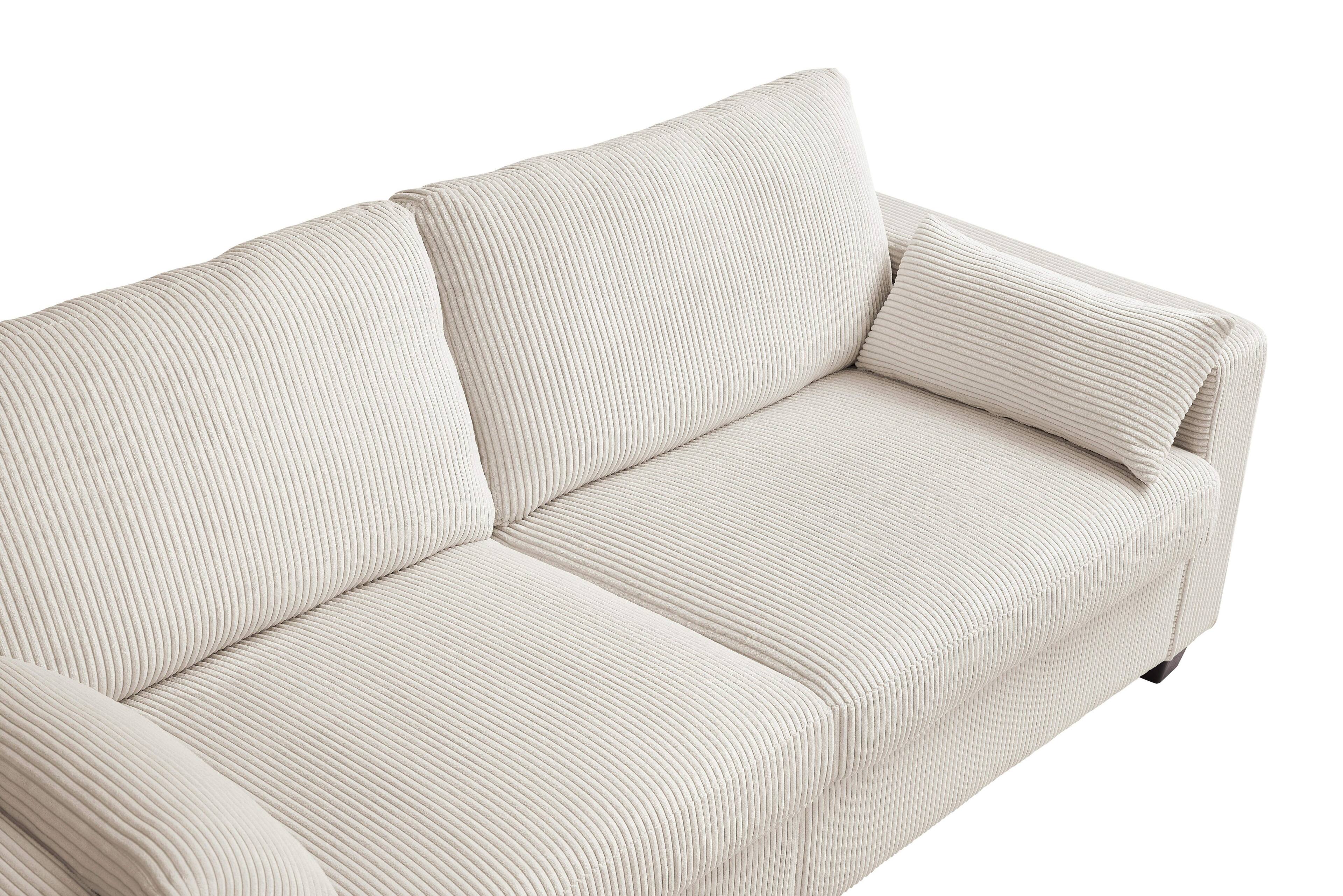 Alt View 1. Roomtec - Modern Loveseat Sofa for Living Room Removable Cover Spring Cushions Solid Wood Frame Wide Armrest for Small Space - Beige.