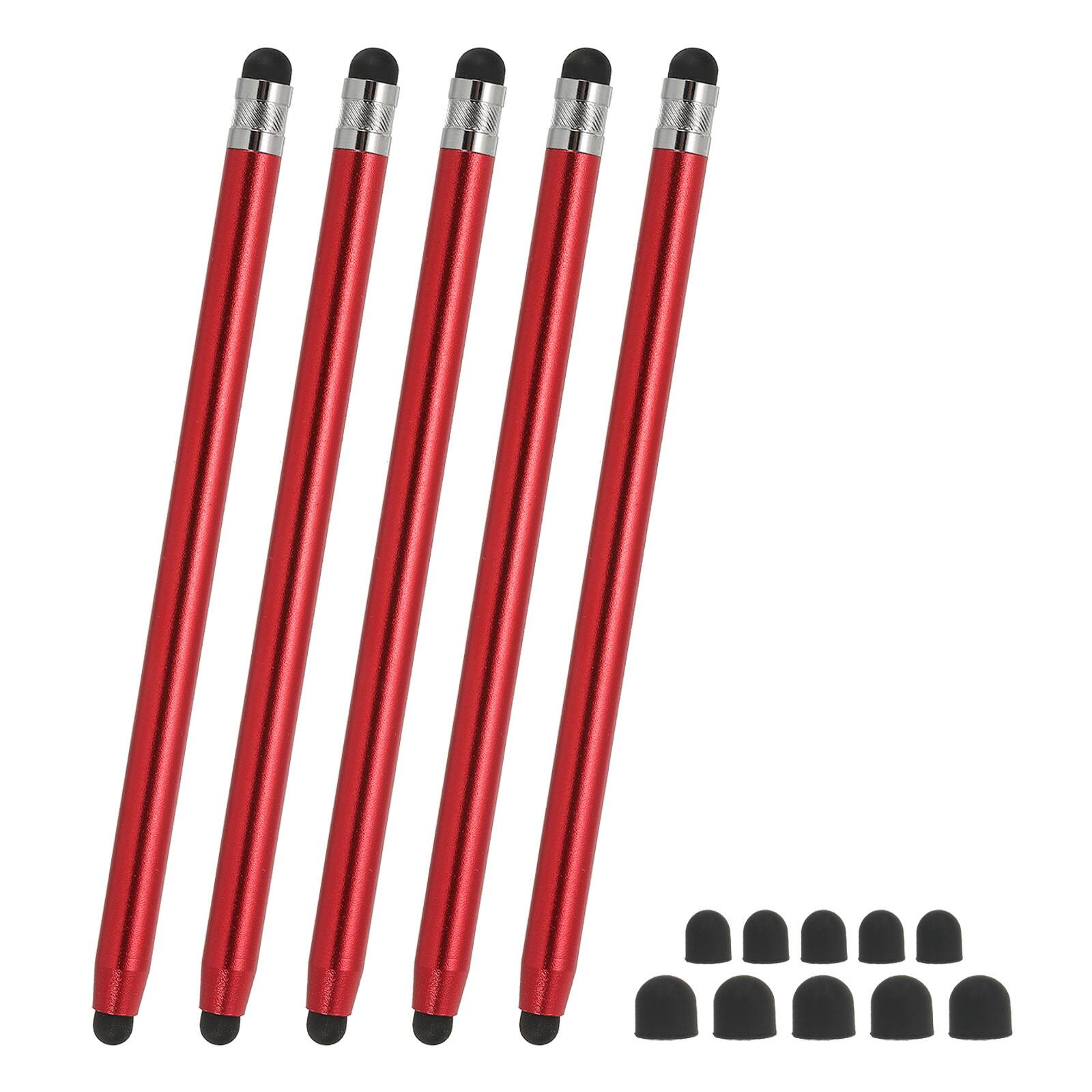 Unique Bargains - 5 Pcs Stylus Pens 2 in 1 High Sensitivity Universal Pen Capacitive Stylus for Phone Tablets Laptop Touch Screen Devices - Red