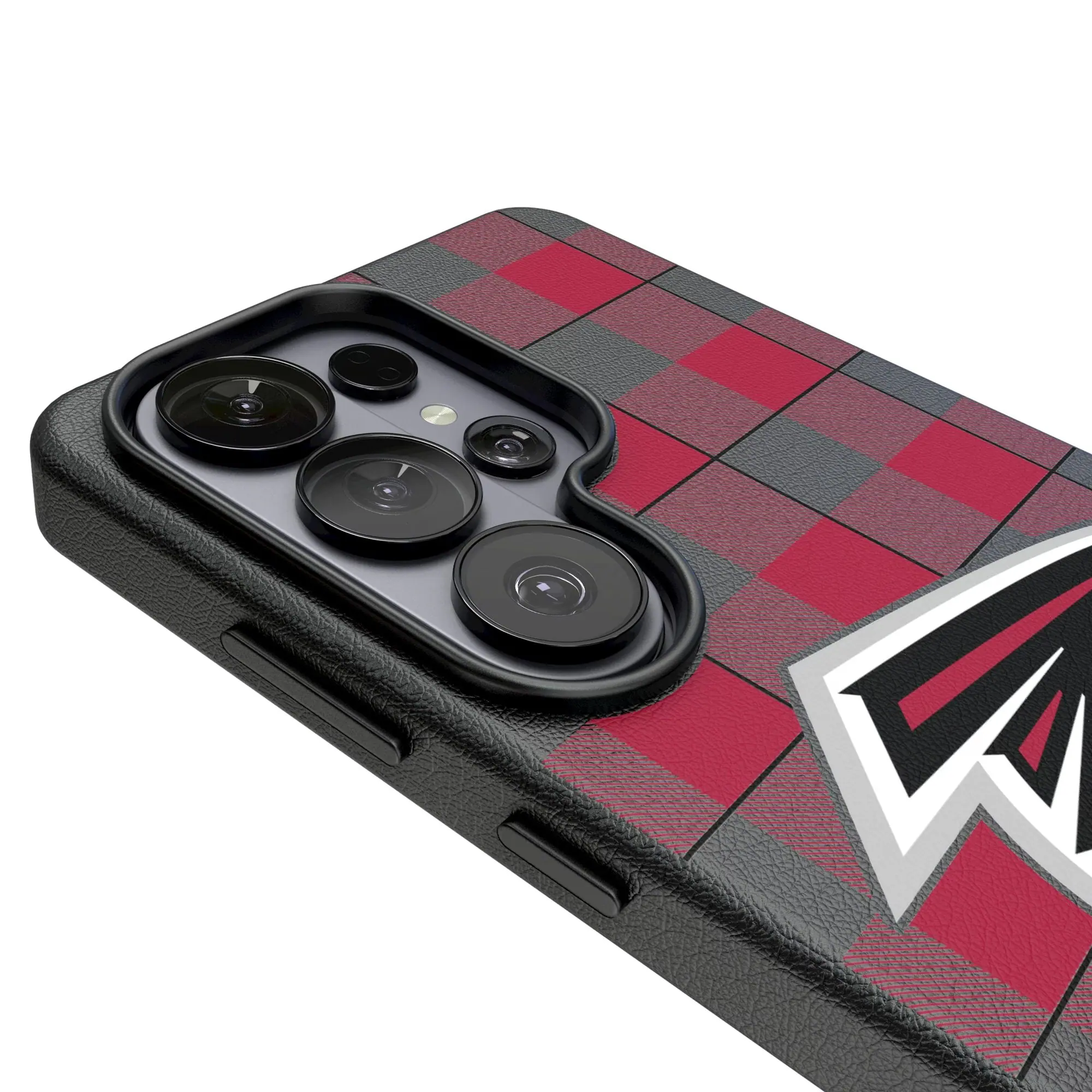 Alt View 2. Keyscaper - Atlanta Falcons Plaid Galaxy Magnetic Bump Case - S25 Ultra - Black.