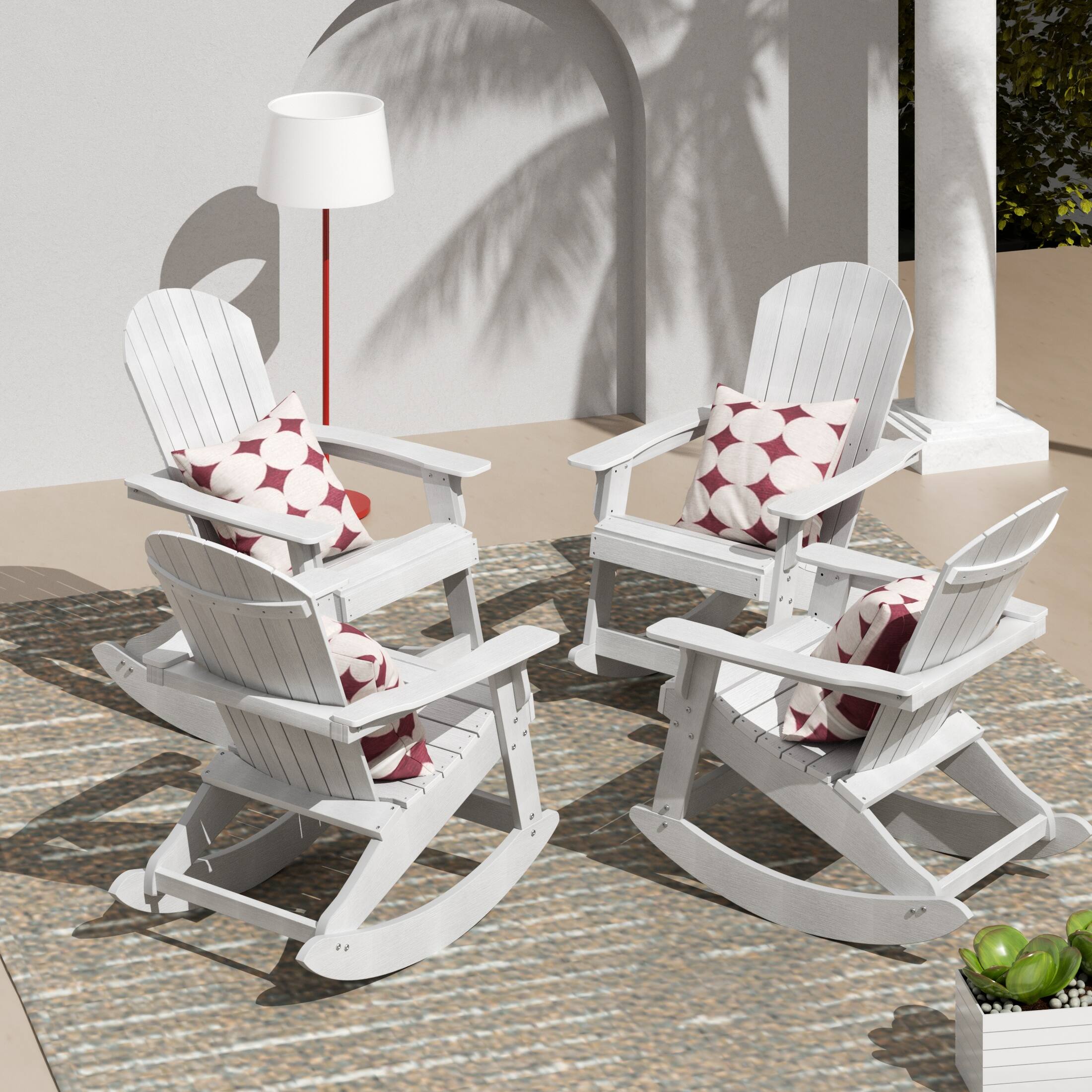 Angle. WestinTrends - WestinTrends Tuscany Outdoor Rocking Adirondack Chair (Set of 4) - White.