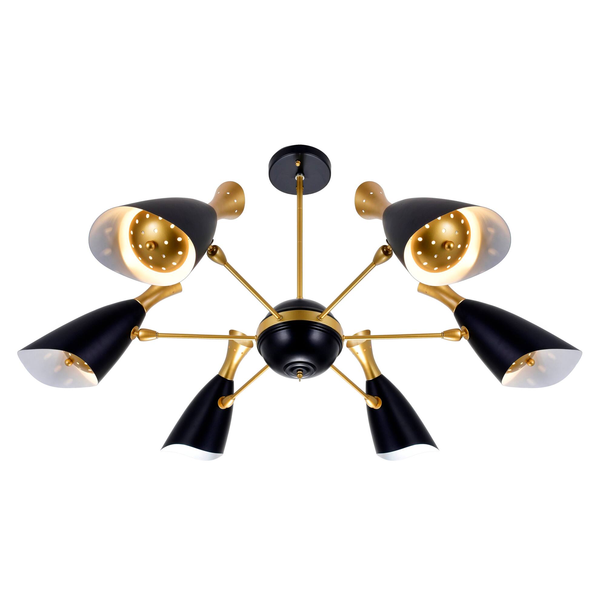 Alt View 2. CWI Lighting - Rolin 12 Light Down Chandelier With Matte Black & Satin Gold Finish - Matte Black & Satin Gold.