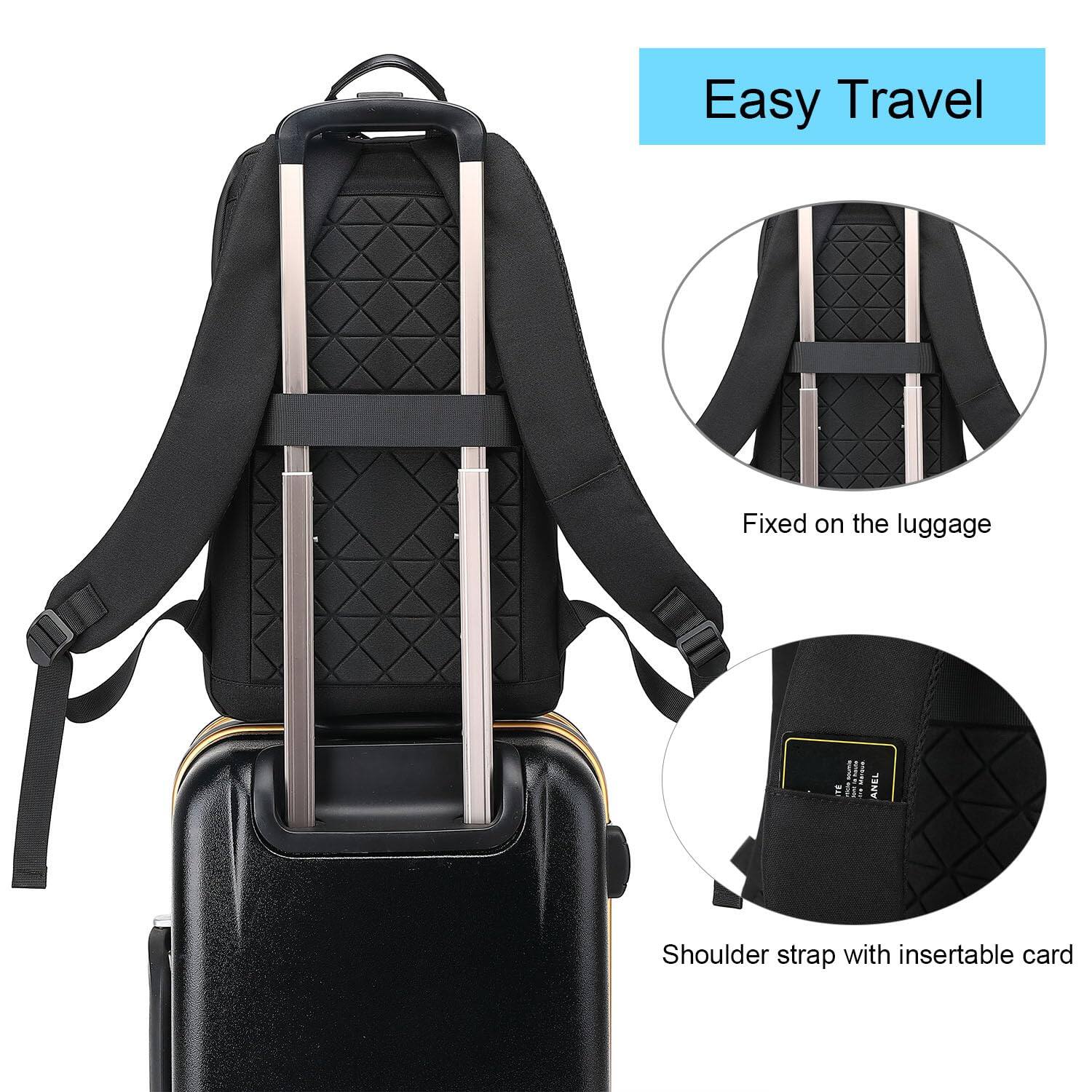 Alt View 3. Live At Space - Business Slim Backpack For Men Women 15 6 Inch Water Resistant Laptop With Usb Computer Notebooks Lightweight Small - 1505 Black.