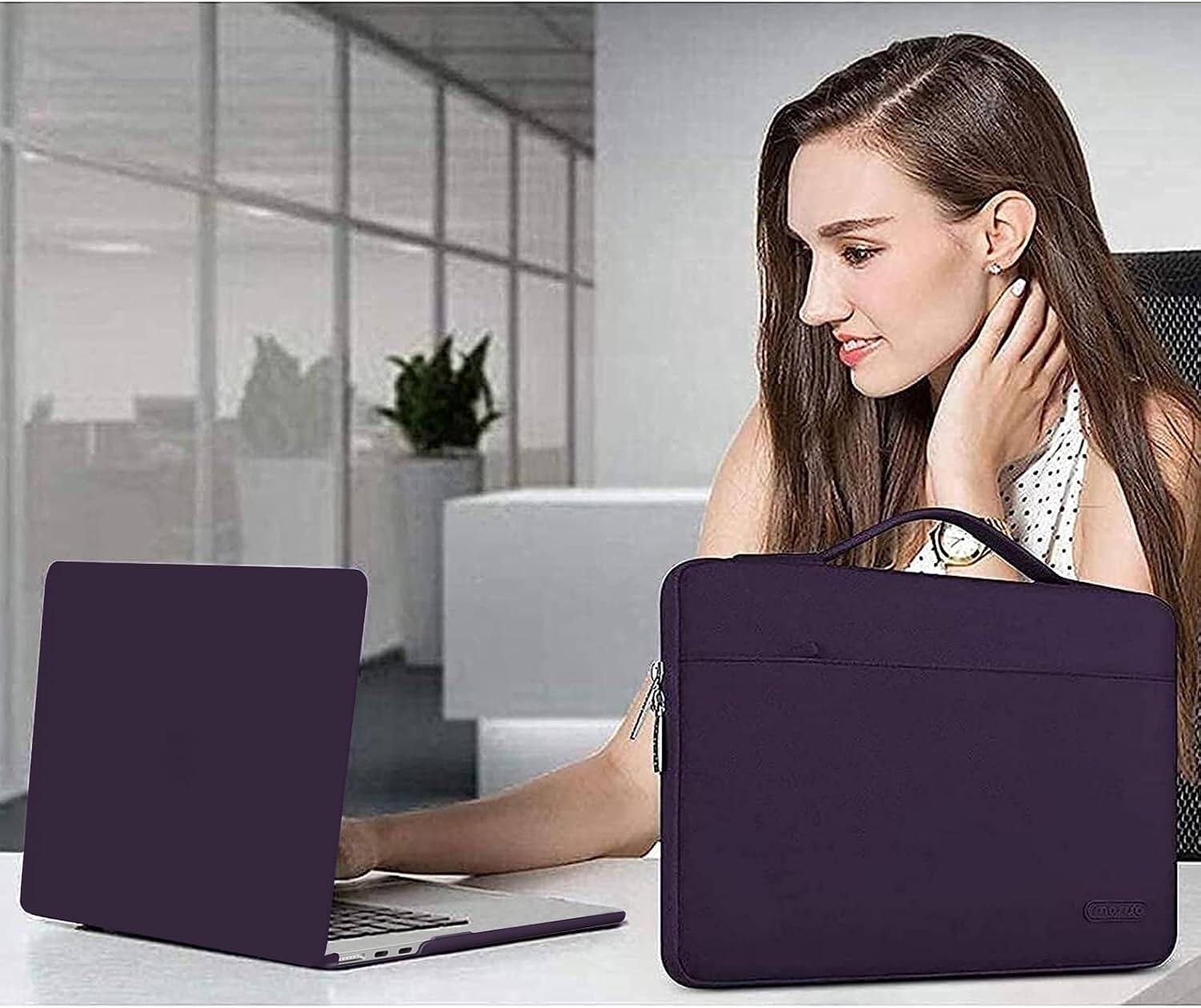 Alt View 2. mosiso - 5in1 Kit for MacBook Air 13-Inch M5 M4 M3 M2 2022-2026, Hard Shell&Sleeve Bag&Keyboard Skin&Webcam Cover&Screen Film - Plum Purple.
