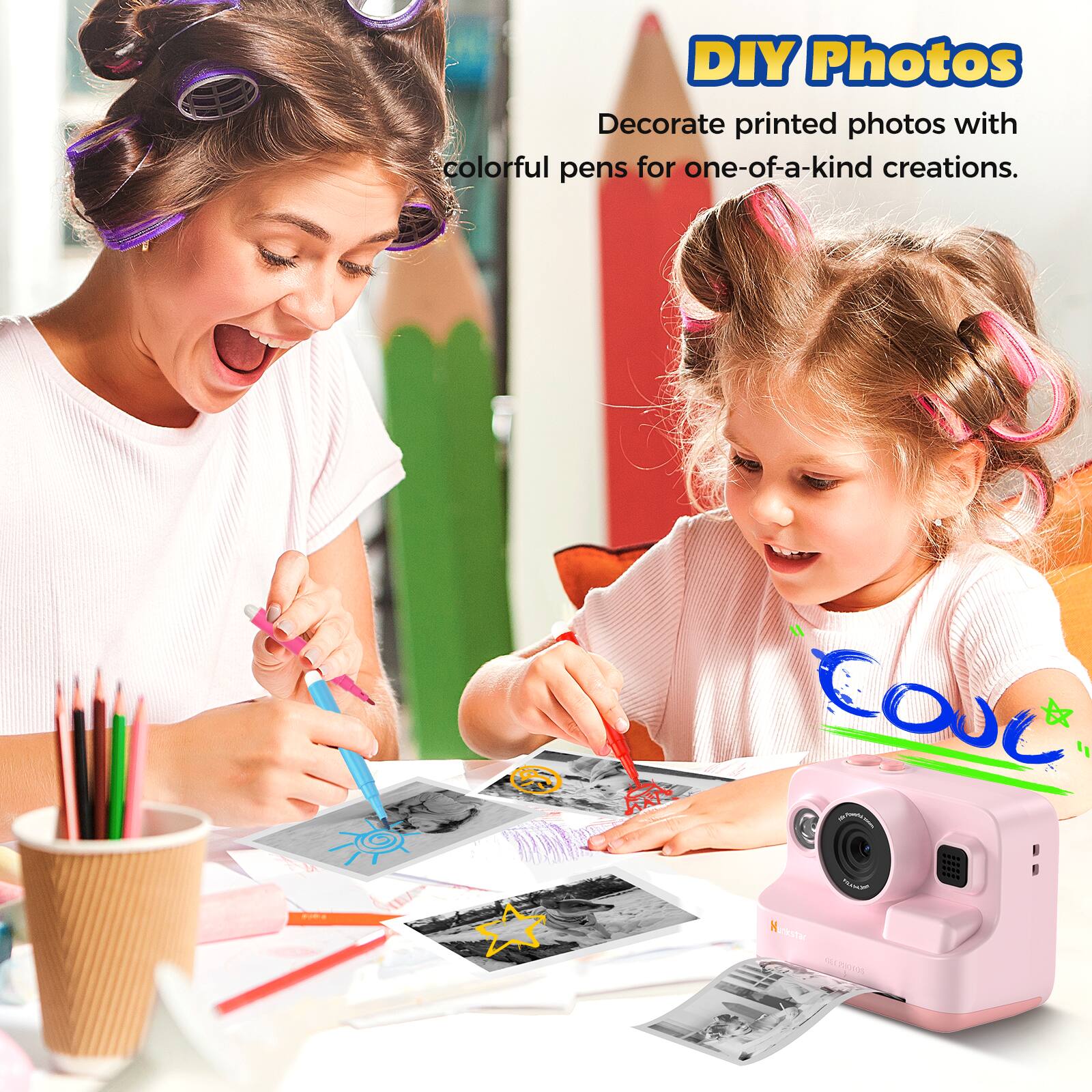 DIY Photos  
Decorate printed photos with colorful pens for one-of-a-kind creations.