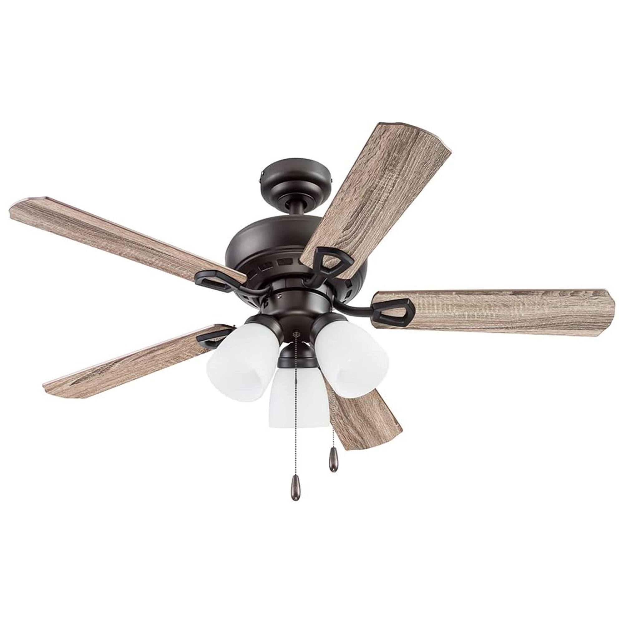 Portage Bay - Miller Park Ceiling Fan w/ 5 Reversible Blades & Motor, 44" - Bronze