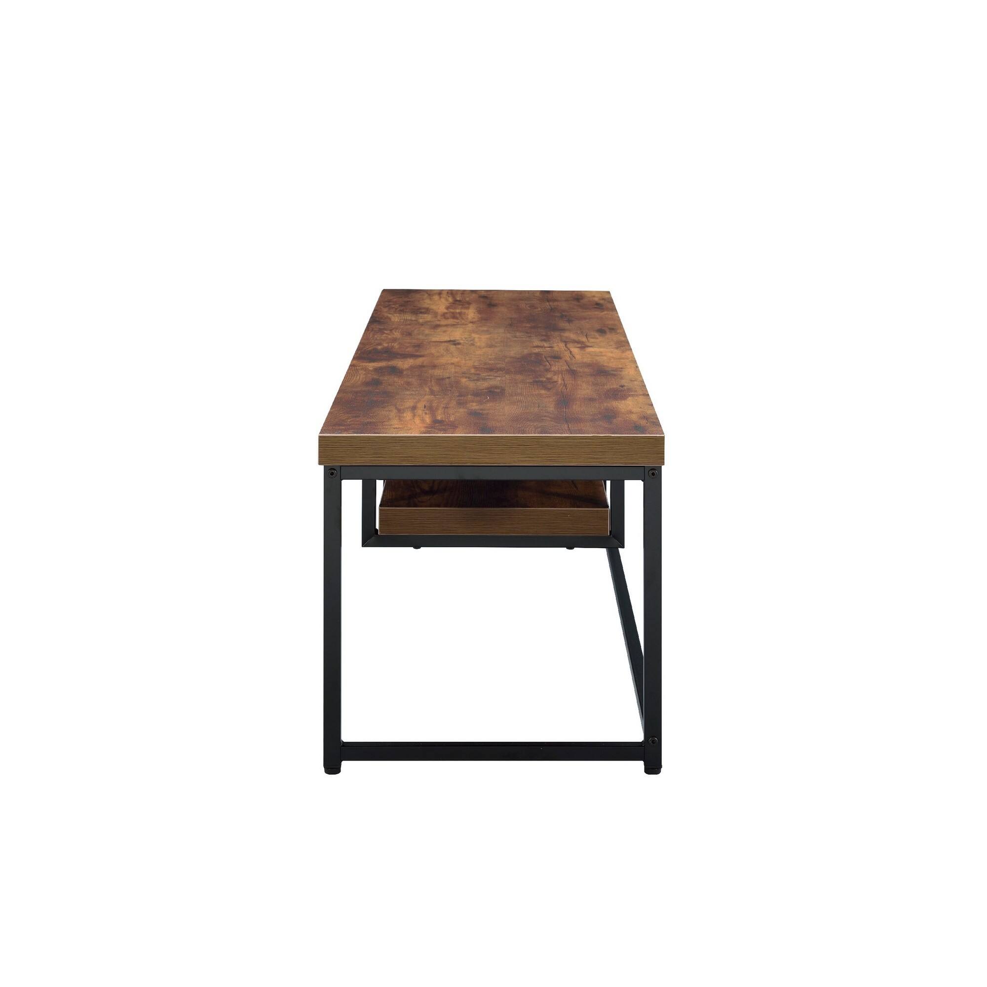 Alt View 2. Manhattan Lane - Rectangular Wood And Metal TV Stand With One Shelf, Brown And Black - Brown, Black.