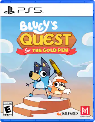PS5
Bluey's Quest for the Gold Pen
Everyone
ESRB
Halfbrick
PM Studios - E (Everyone)