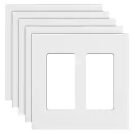 VEVOR - Rocker Light Switch Wall Plates, 2-Gang Decorative Outlet Covers,Standard Size 4.57in L x 4.53in H Unbreakable - White