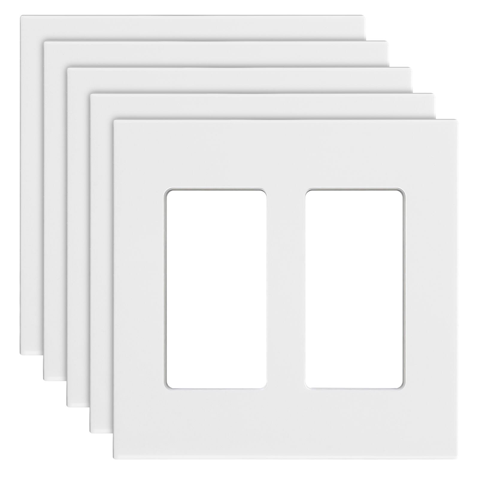 Front. VEVOR - Rocker Light Switch Wall Plates, 2-Gang Decorative Outlet Covers,Standard Size 4.57in L x 4.53in H Unbreakable - White.