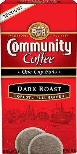 Front Standard. Community Coffee - Dark Roast Single Cup Coffee Pods (18-Pack).