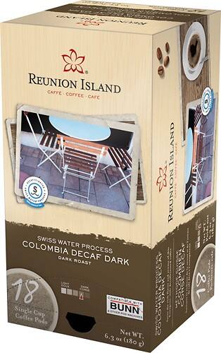 Angle Standard. Reunion Island - Swiss Water Process Dark Decaf Single Cup Coffee Pods (18-Pack).