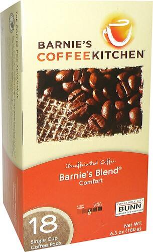 Angle Standard. Barnie's - Decaffeinated Barnie's Blend Single Cup Coffee Pods (18-Pack).