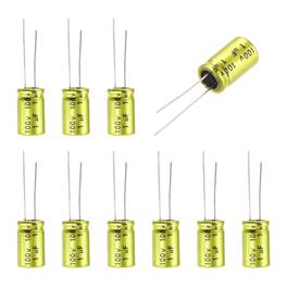 Unique Bargains - 1uF 100V Non-Polarized Electrolytic Capacitor, 10x17mm Aluminum Audio Cap, for DIY Tweeter, 10pcs - Gold