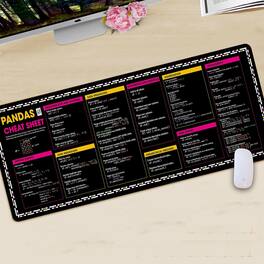 Designfullprint - Pandas Cheat Sheet Mouse Pad, Large Desk Mat for Data Analysts & Python Developers NVA - Multicolor