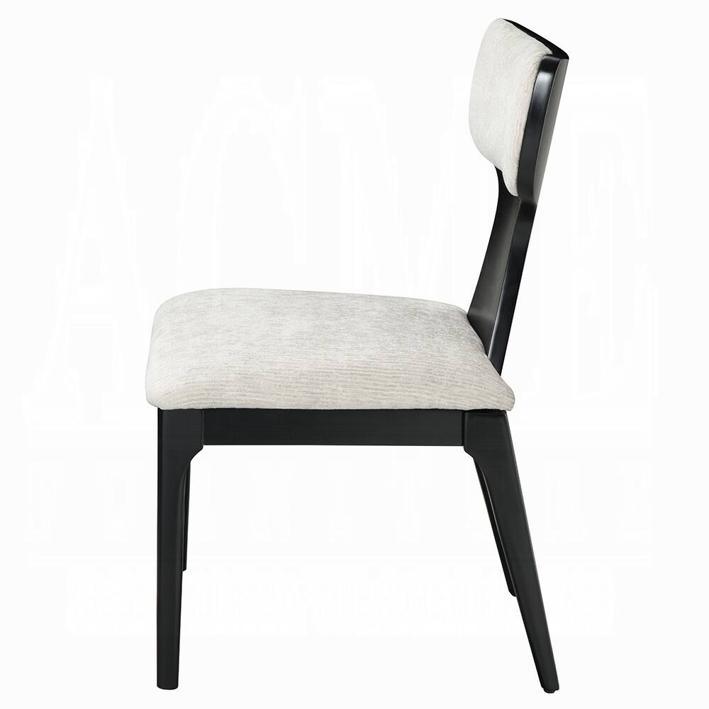 Alt View 2. Manhattan Lane - Kiri Dining Side Chair Set of 2, White Chenille Seat, Black Wood Legs - White, Black.