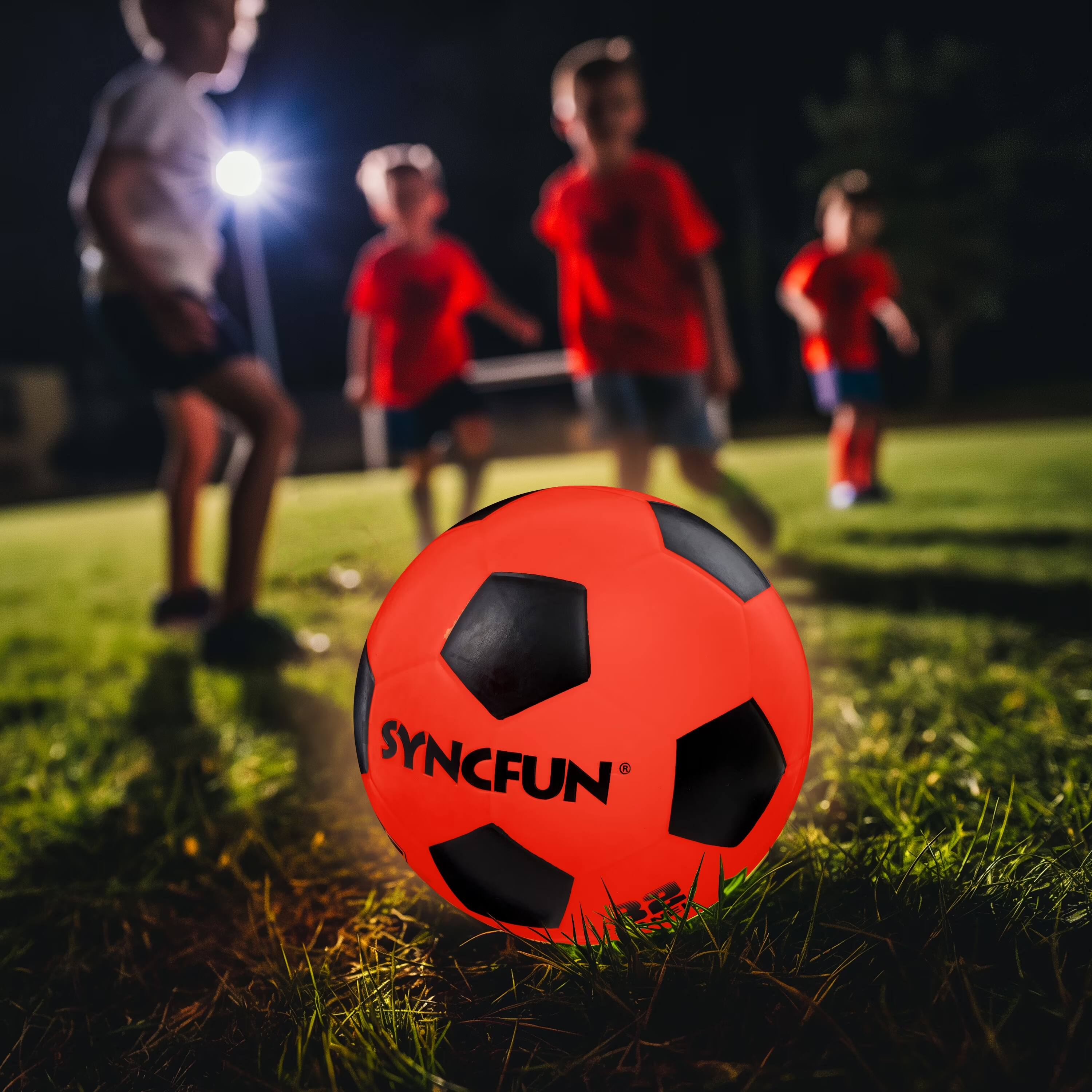 Alt View 2. Joyfy - Glow-in-the-Dark LED Soccer Ball, Official Size 5. Perfect for evening play, outdoor games, and teen boy birthday gifts - red.