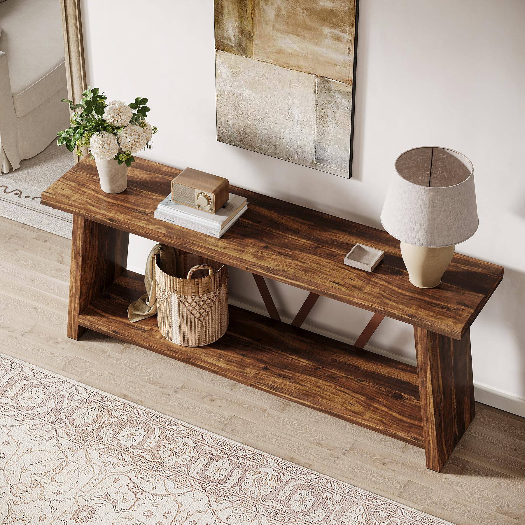 Alt View 3. Tribesigns - 70.86-Inch Extra Long Console Table for Living Room - Brown.