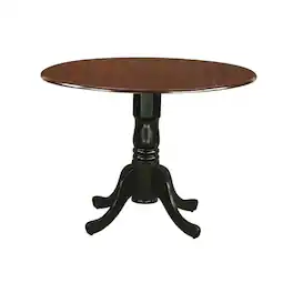 FurniFact - Mahogany Drop Leaf Round Table - Mahogany & Black