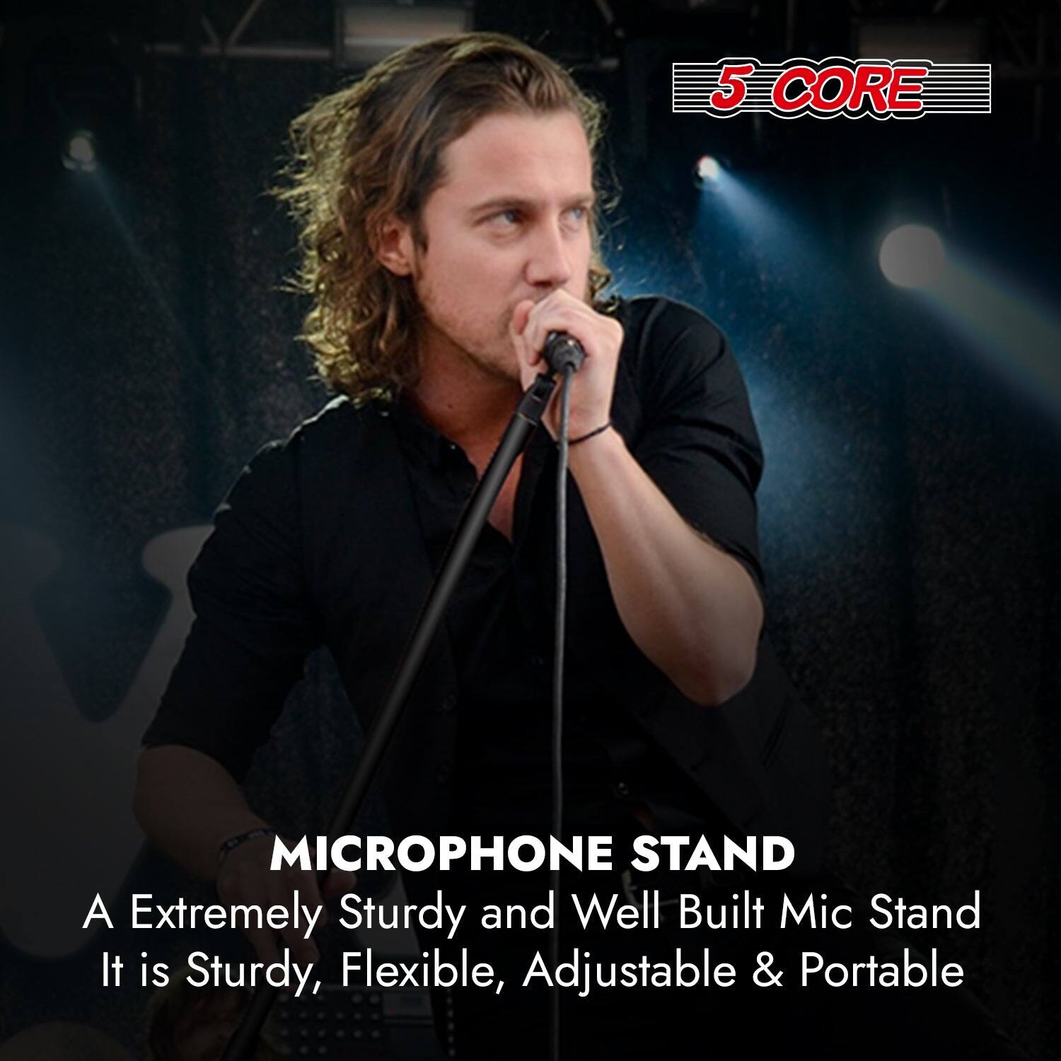 5 CORE MICROPHONE STAND
A Extremely Sturdy and Well Built Mic Stand
It is Sturdy, Flexible, Adjustable & Portable
