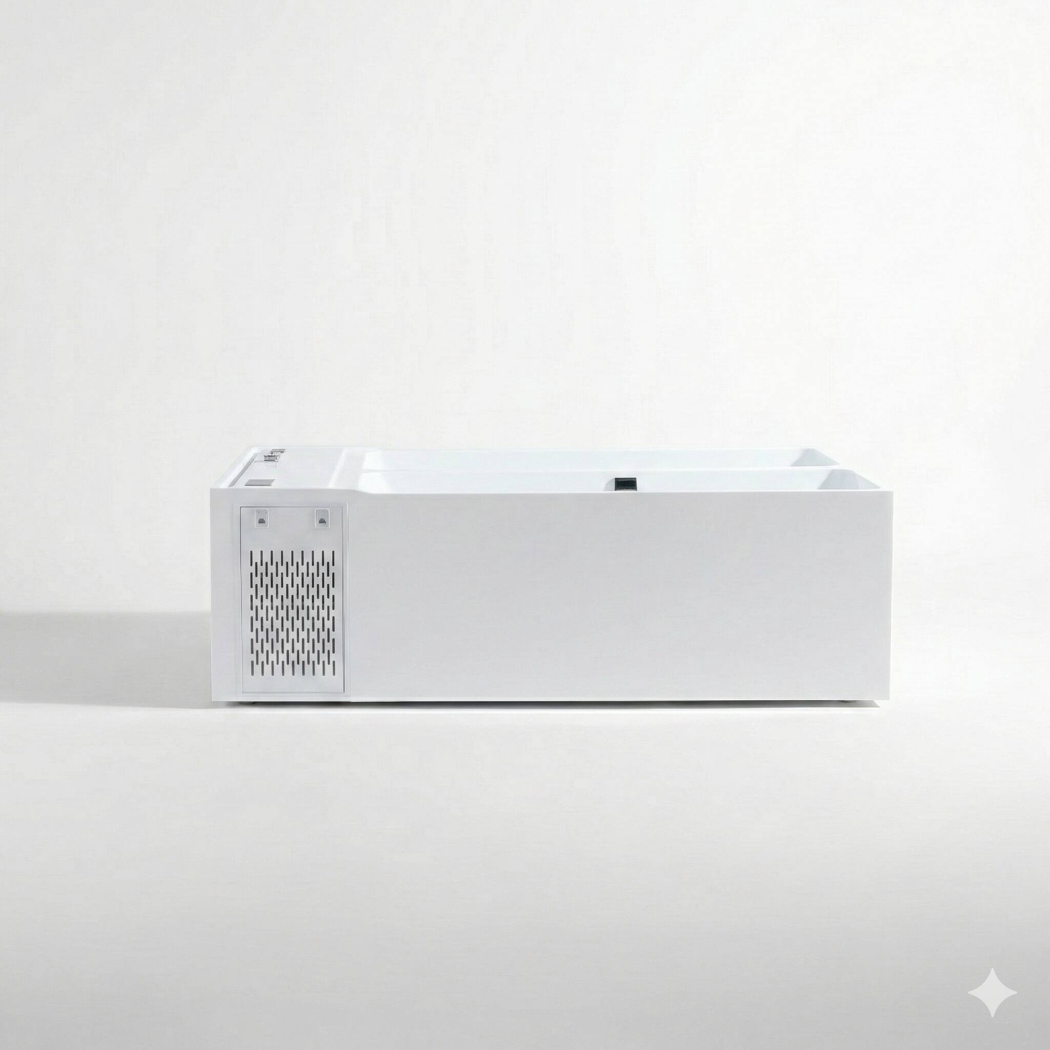 Left. Empava - 78 in. x 55 in. Dual Zone Cold Plunge - Ozone - Chiller - Heater and 20 Jets Whirlpool Bathtub - Thermostat in White - White.