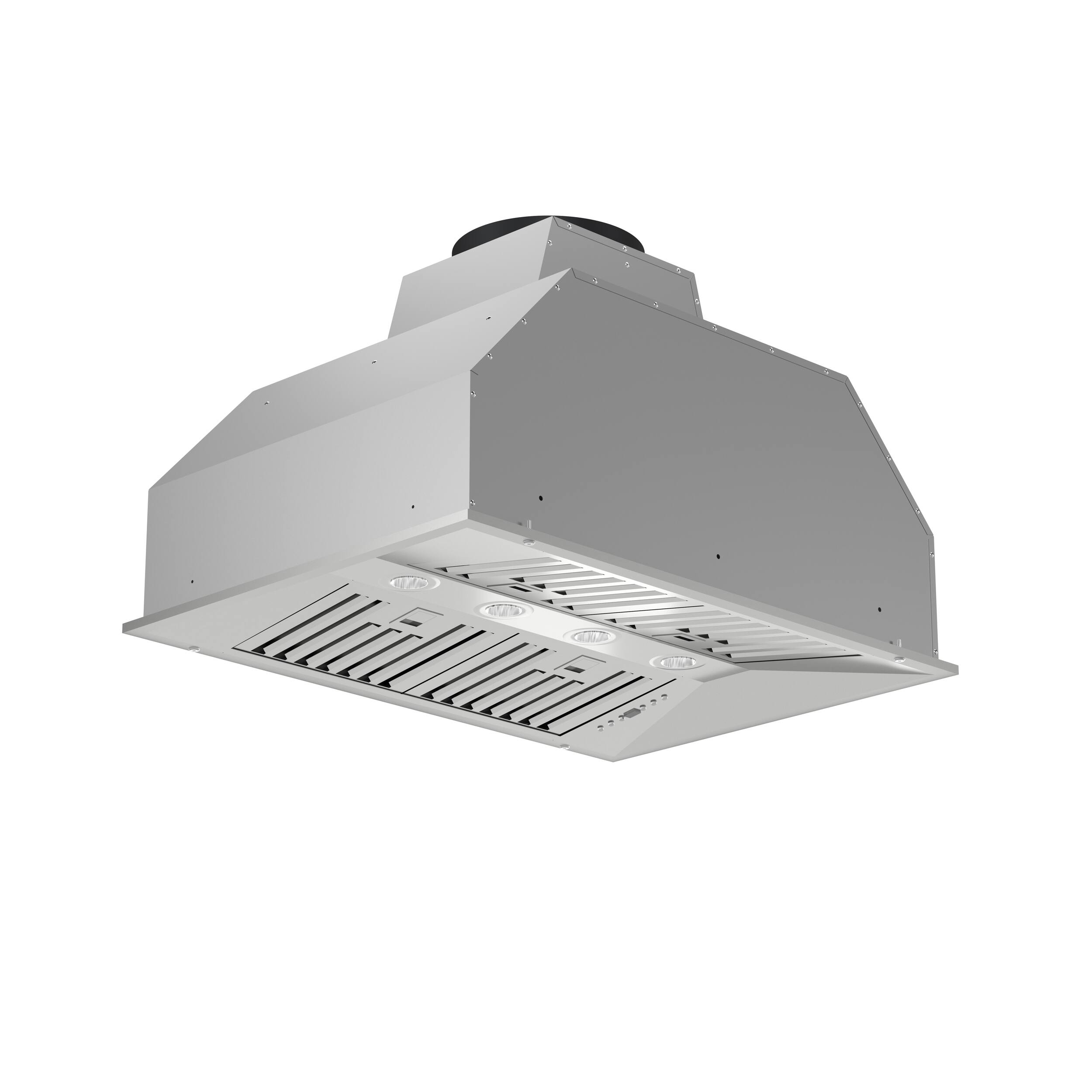 Angle. Forno Appliances - Altilia 36" Built-In Range Hood with LED Lighting - Stainless steel.