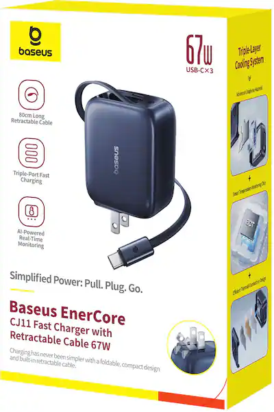 Baseus Enercore USB C-oplader 67W med 2X kabel kan rulles ind, tilbagetrækkelig GaN strømadapter, hurtig oplader kompakt oplader, kompatibel med MacBook Pro/Air, HP, Dell, iPad Pro, iPhone 16 15 14 Baseus Enercore USB C-oplader 67W med 2X kabel kan rulles ind, tilbagetrækkelig GaN strømadapter, hurtig oplader kompakt oplader, kompatibel med MacBook Pro/Air, HP, Dell, iPad Pro, iPhone 16 15 14