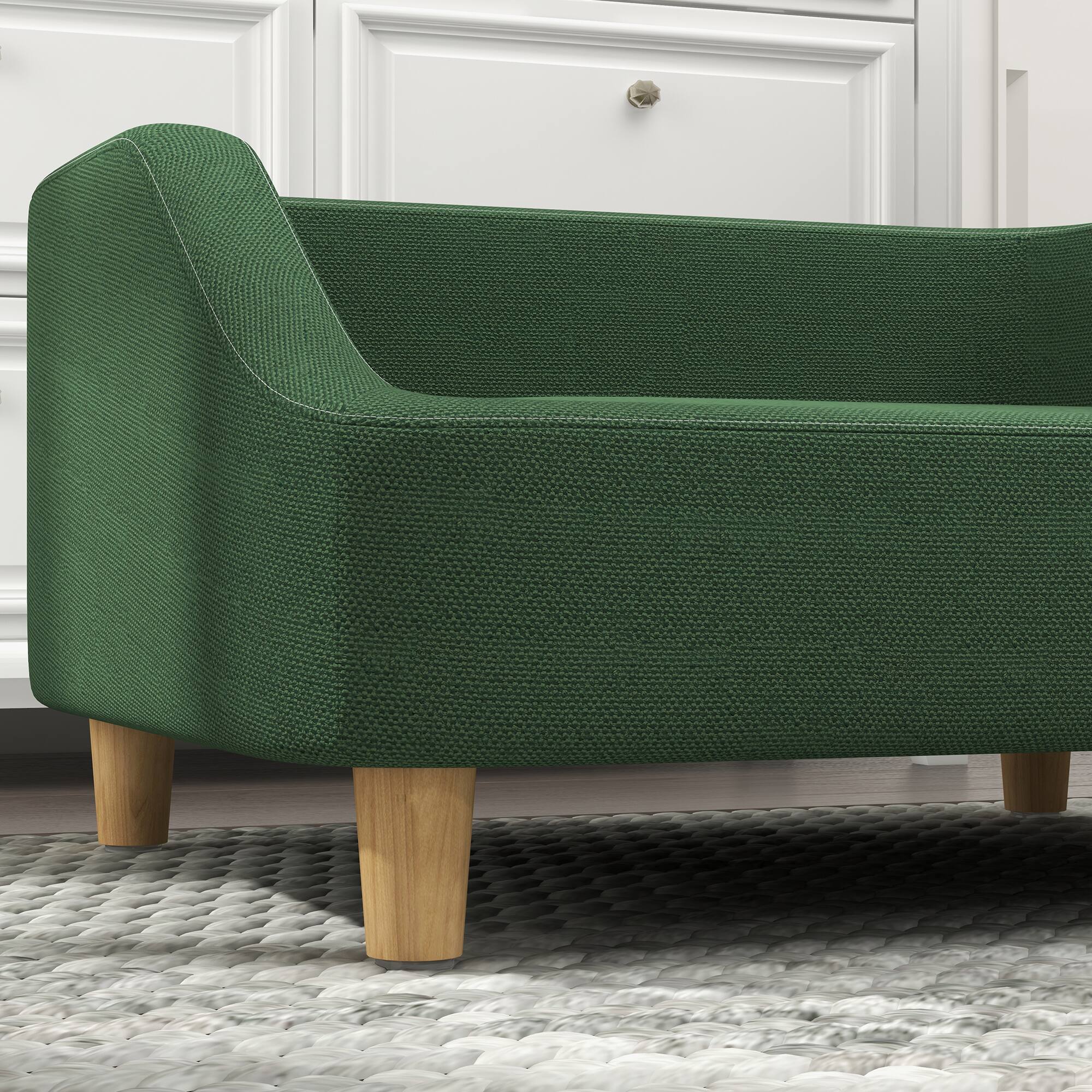 Alt View 4. Pawhut - Dog Sofa Bed, Dog Couch Pet Bed for Dogs and Cats with Washable Cushion, Anti-Slip Pads - Dark Green.