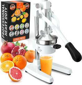 Zulay Kitchen - Professional Citrus Juicer - Heavy Duty Manual Orange Juicer and Lime Squeezer Press Stand - White