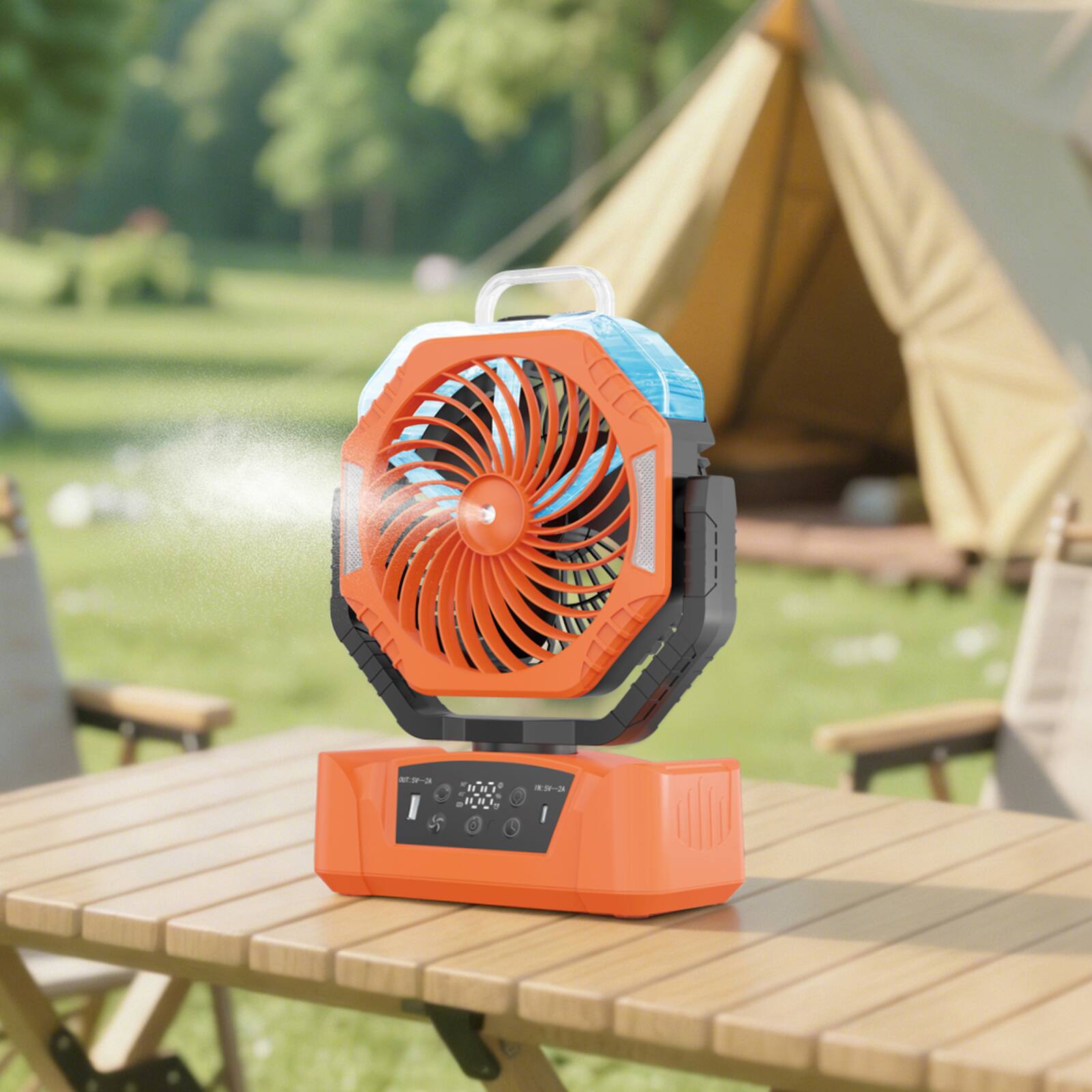 Angle. Sonicgrace - Sonicgrace Rechargeable Outdoor Misting Fan with Remote Control for Camping, Travel & Home.