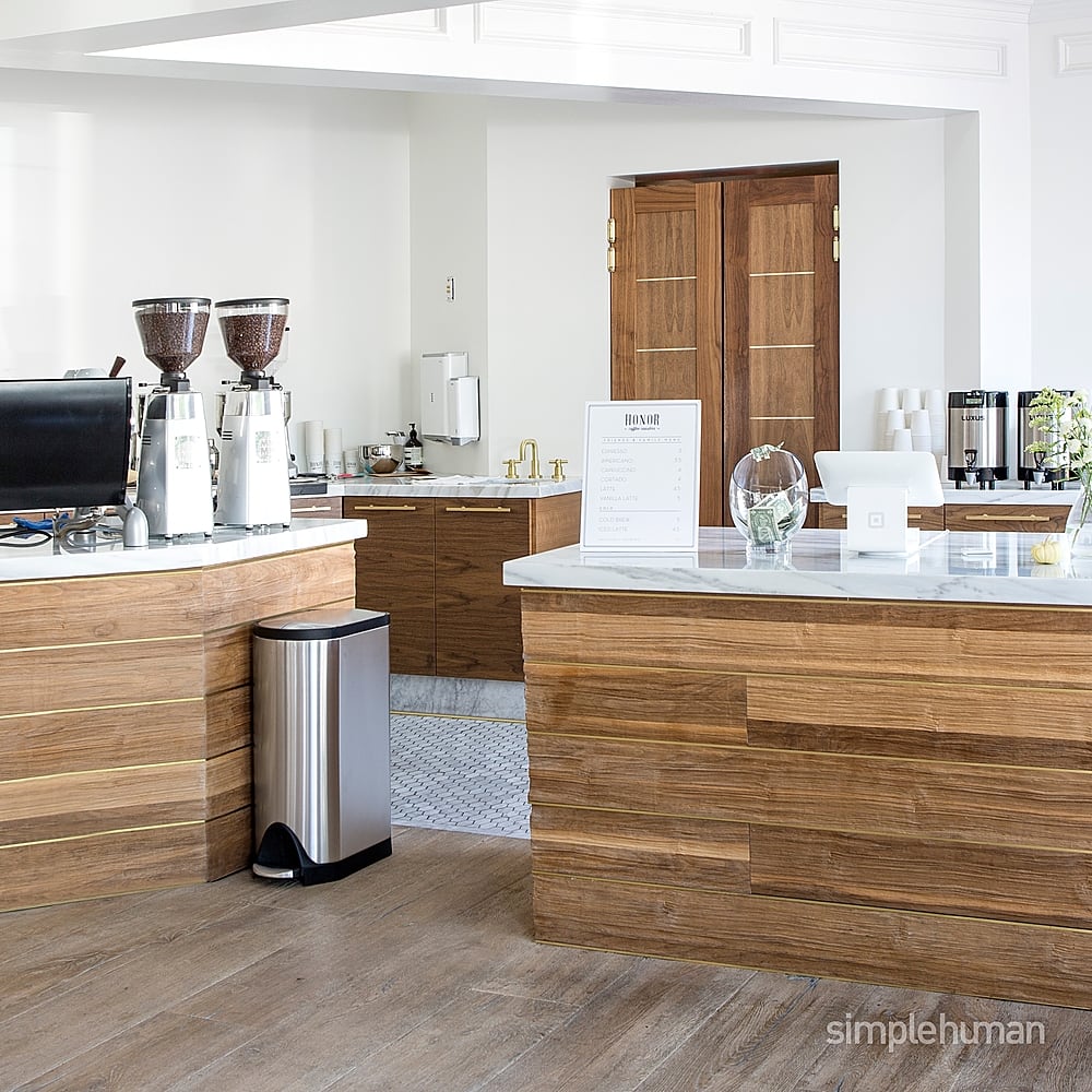 Alt View Zoom 13. simplehuman - 45 Liter / 11.9 Gallon Butterfly Lid Kitchen Step Trash Can - Brushed Stainless Steel.