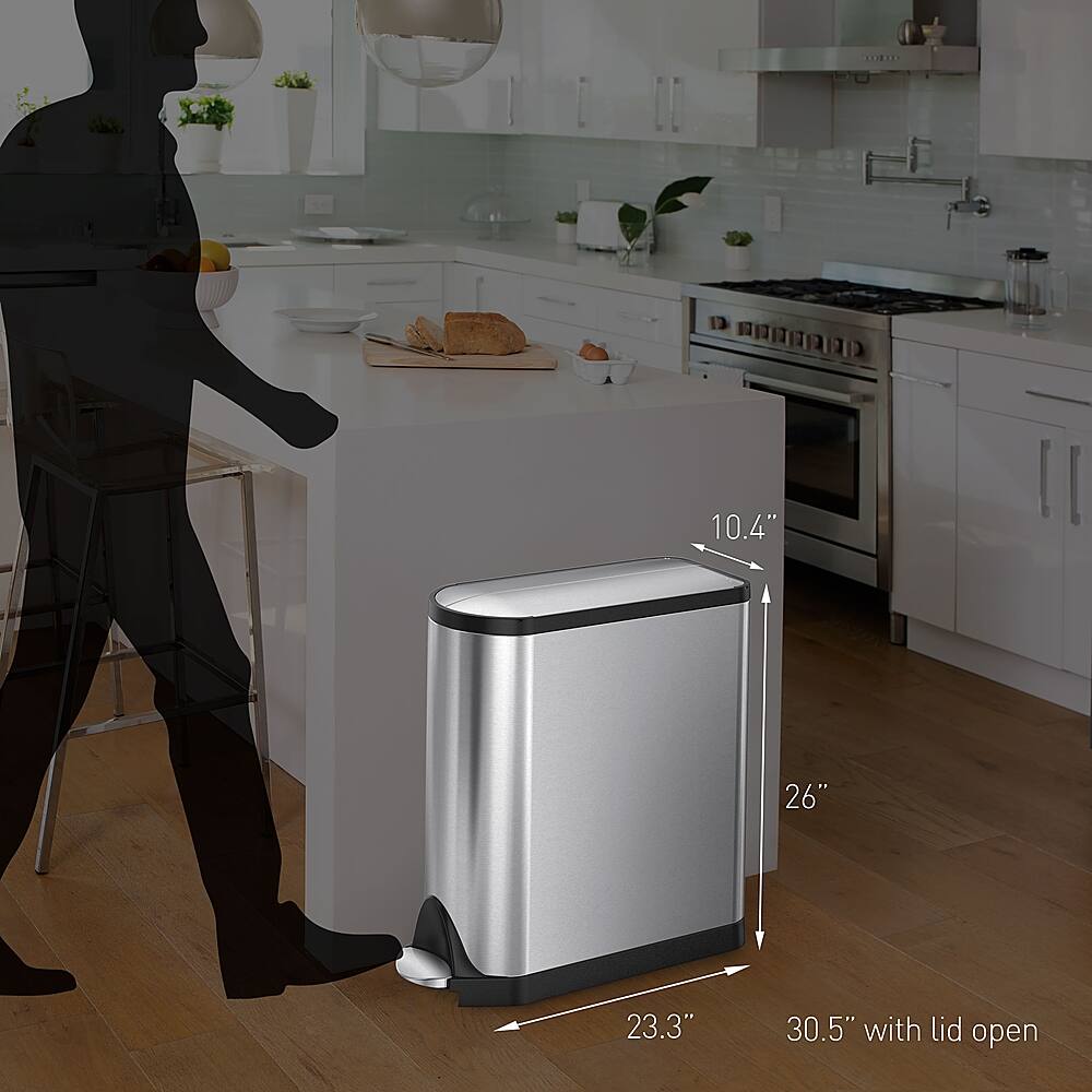 Alt View Zoom 14. simplehuman - 45 Liter / 11.9 Gallon Butterfly Lid Kitchen Step Trash Can - Brushed Stainless Steel.