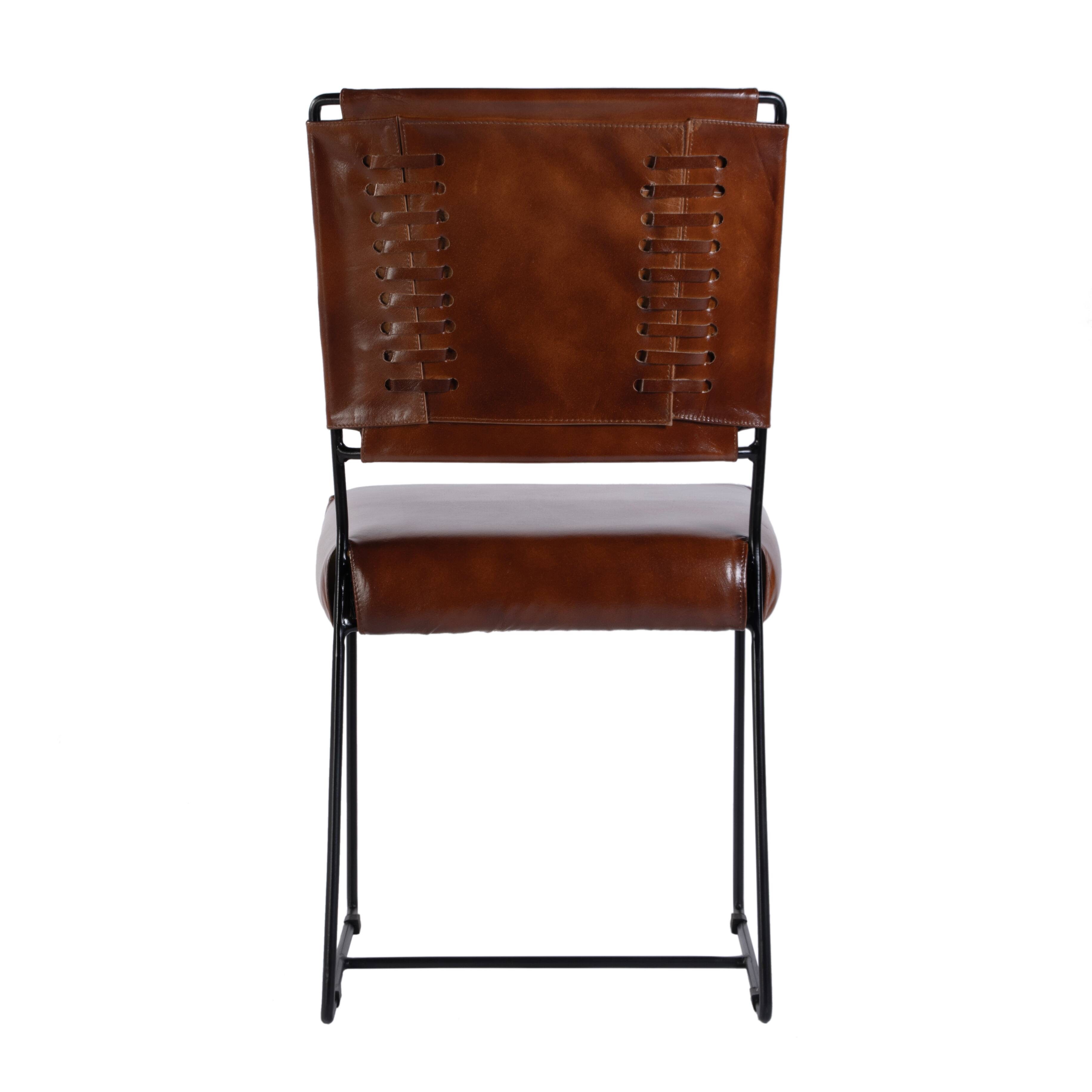 Alt View 3. Butler Specialty - Nevin 19 in. Seat Height Leather and Iron Dining Side Chair - Brown.