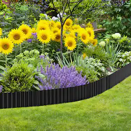 Oumilen - Black Galvanized Metal Garden Edging, 6in × 50ft