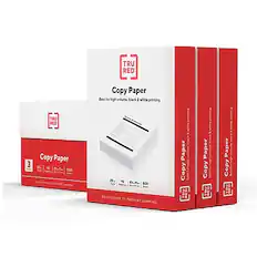 TRU RED Copy Paper
Best for high volume black and white printing
TRU RED Copy Paper
3 Reams
20 lb
92 Bright
100 Sheets per Ream
1500 Sheets Total
Engineered to Prevent Jamming
Copy Paper
20 lb
92 Bright
100 Sheets per Ream