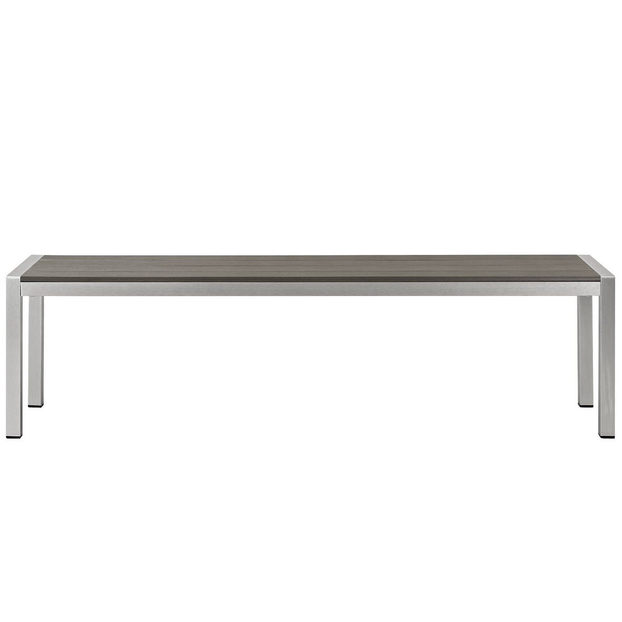 Left. Modway - Shore Outdoor Patio Aluminum Bench by Modway - Silver Gray.