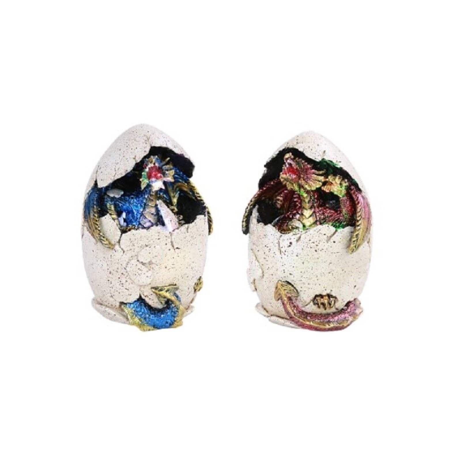 Photos - Other Decoration Pacific Trading - Colorful Red Blue Fantasy Egg Hatchling Baby Dragon Wyrmling Figurines Set of 2 - Multicolor 
