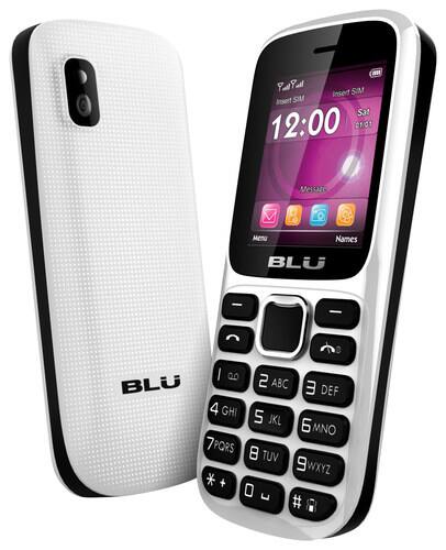 Front Standard. Blu - Aria T174 Cell Phone (Unlocked) - White/Black.