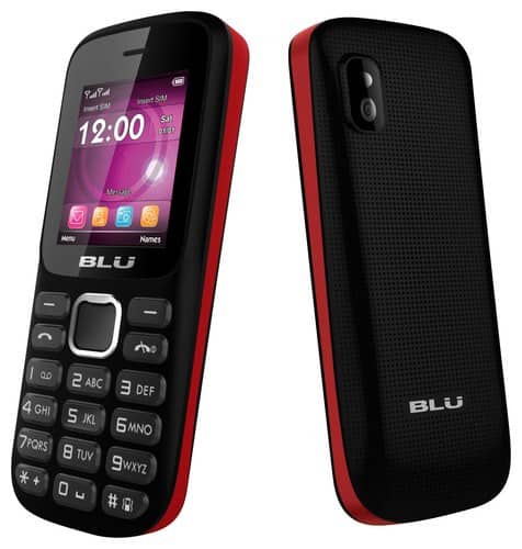 Front Standard. Blu - Aria T174 Cell Phone (Unlocked) - Black/Red.