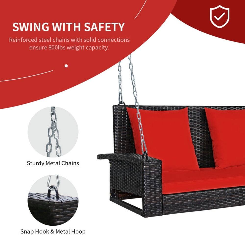 SWING WITH SAFETY  
Reinforced steel chains with solid connections ensure 800lbs weight capacity.  

- Sturdy Metal Chains  
- Snap Hook & Metal Hoop