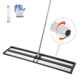 VEVOR - Updated Lawn Leveling Rake with Roller, 48'' x 10" Stainless Steel Lawn Leveler with 83.9'' Adjustable Handle - Black
