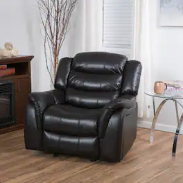 APRILSOUL - Classic Design Recliner Black Berry Pu Upholstery Glider Recliner - Brown
