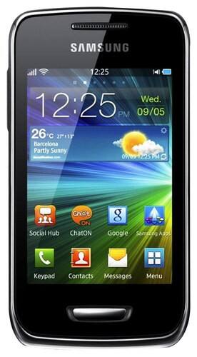 Front Standard. Samsung - Wave Y Cell Phone (Unlocked) - Silver.