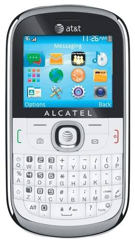 Front Standard. Alcatel - OT-871A Cell Phone (Unlocked) - White/Blue.